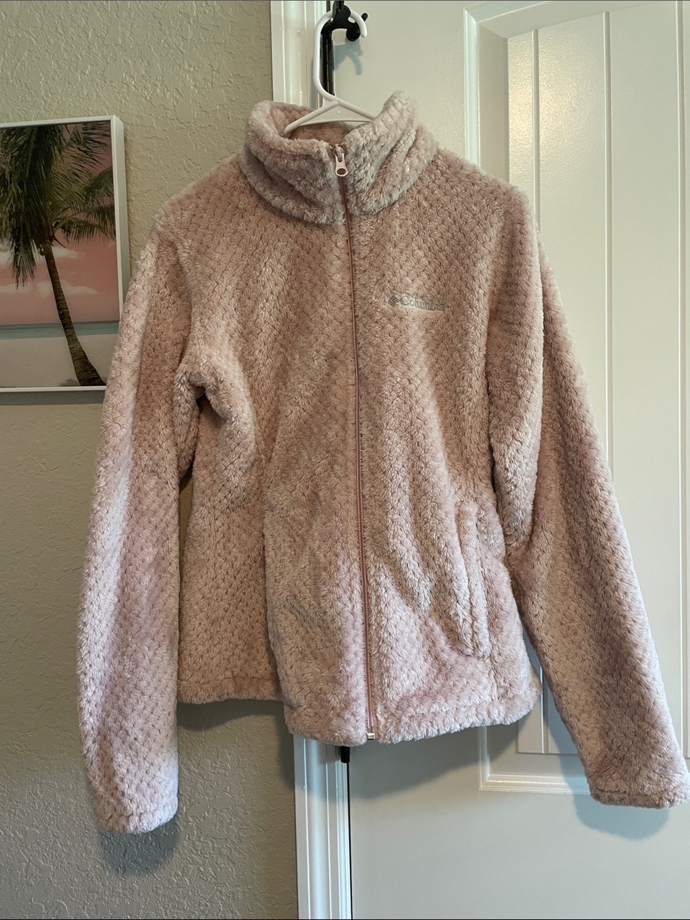 Columbia Plush Light Pink Full-Zip Teddy Jacket